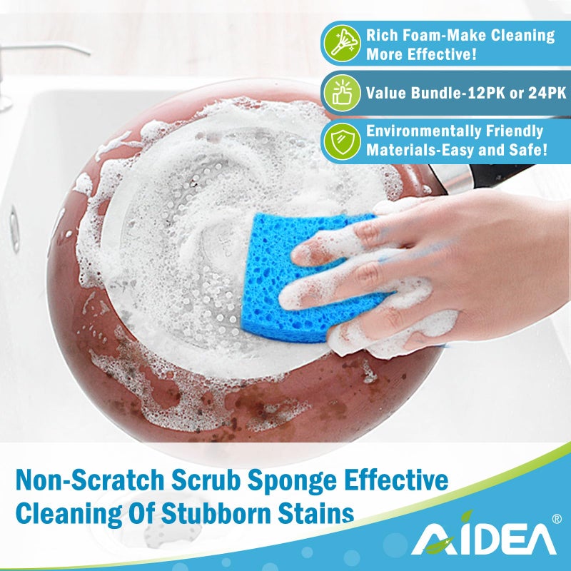 AIDEA Sponges Kitchen, Non Scratch Scrub Sponge, 12Count, Sponges for Non Stick Cookware, Cleaning Sponge for Dishes, Cleans Fast Without Scratching, Cleaning Power for Kitchen, Bathroom, Household - Image 5